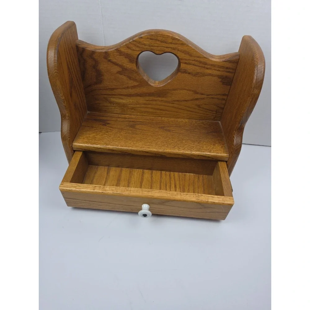 Vintage Trinket Wall Shelf Heart Cutout Cottagecore Farmhouse Wood
